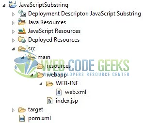 JavaScript String substring() - Application Project Structure