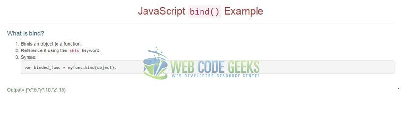 JavaScript bind() - Index page