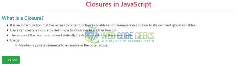 JavaScript Closures - Index page