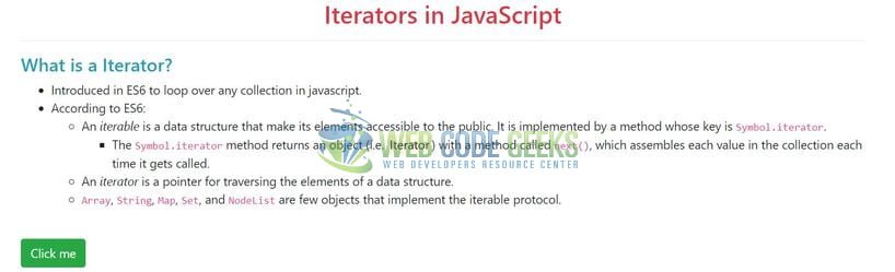 JavaScript Iterators - Index page