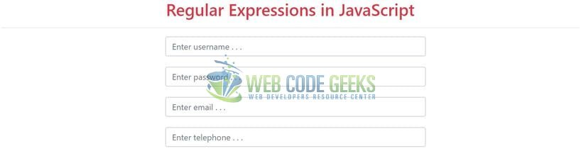JavaScript RegEx - Index page