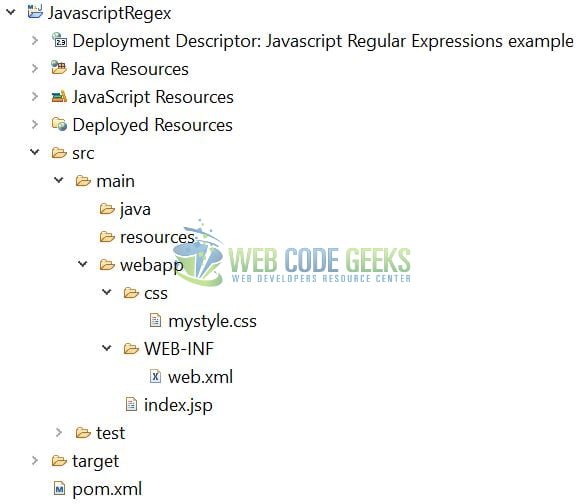 JavaScript RegEx - Application Project Structure