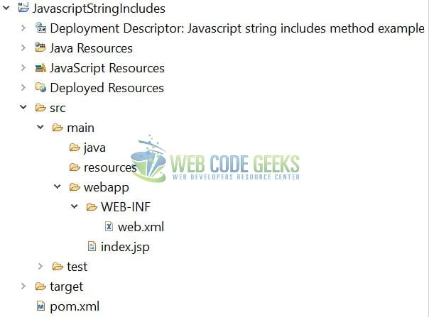 JavaScript String includes() - Application Project Structure