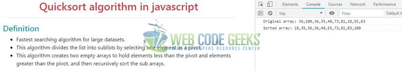 JavaScript Quicksort - Index page
