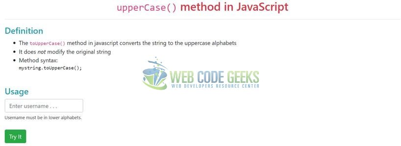 JavaScript String toUpperCase() - Index page 