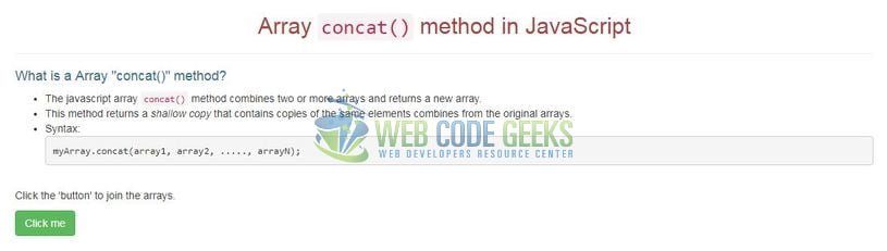 JavaScript Array concat() - Index page 