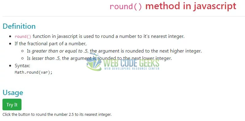 JavaScript round() - Index page
