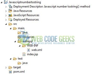 JavaScript Number toString() - Application Project Structure