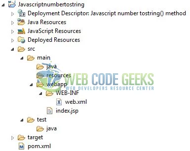 JavaScript Number toString() - Application Project Structure