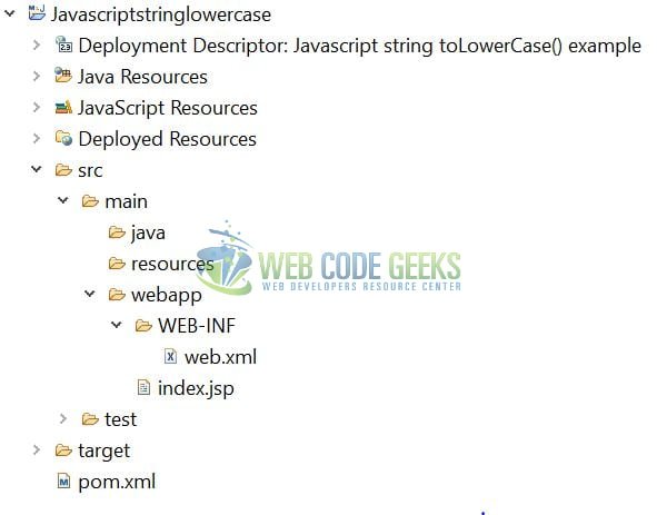 JavaScript String toLowerCase() - Project Structure