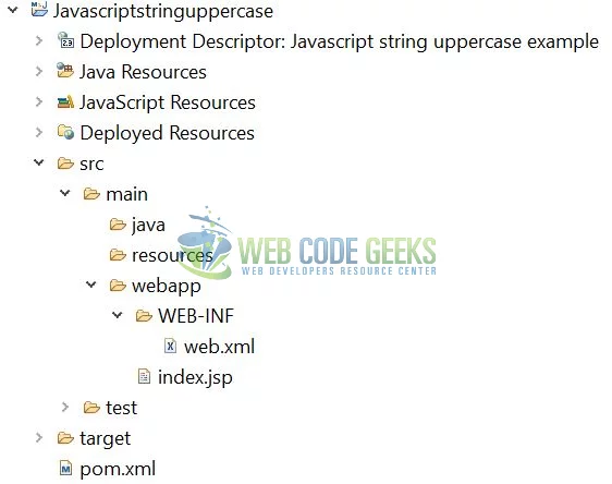 JavaScript String toUpperCase() - Application Project Structure