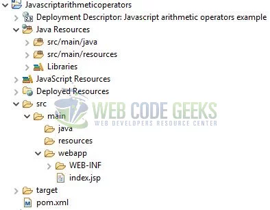 Operadores aritméticos de JavaScript: estructura del proyecto