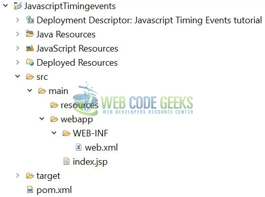 Eventos de tiempo de JavaScript: estructura del proyecto de aplicación