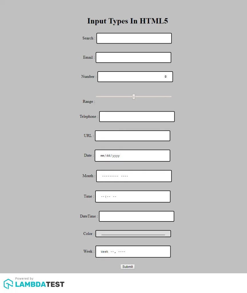 Campos de entrada HTML5