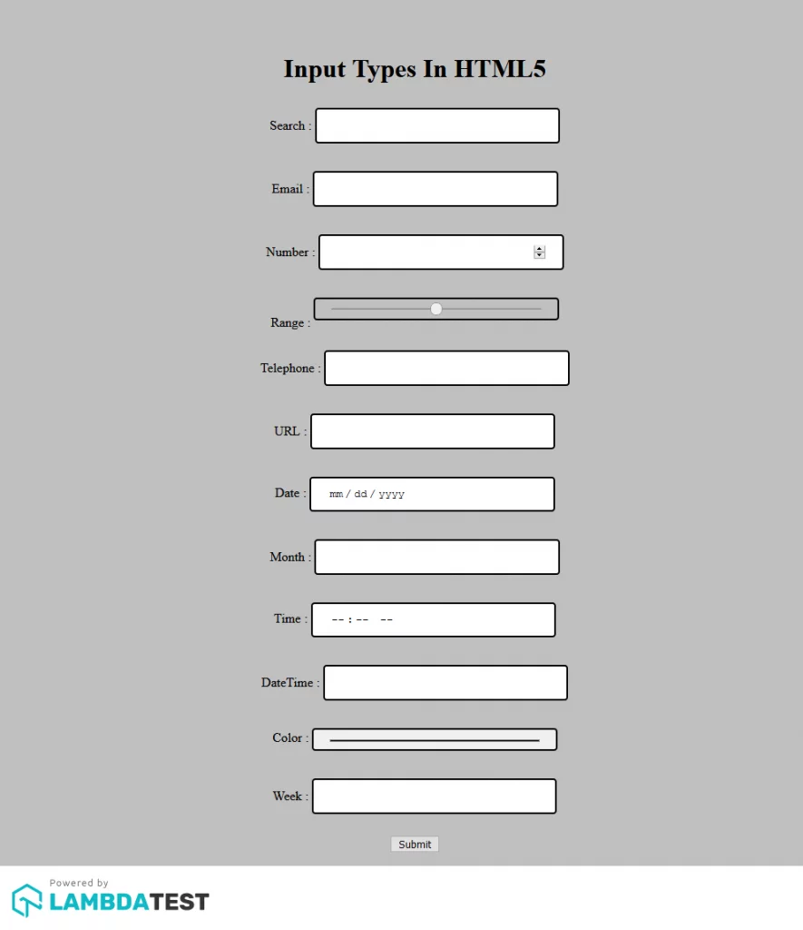 Campos de entrada HTML5