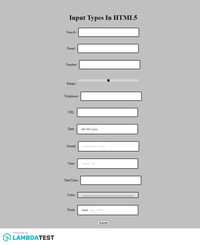 Campos de entrada HTML5
