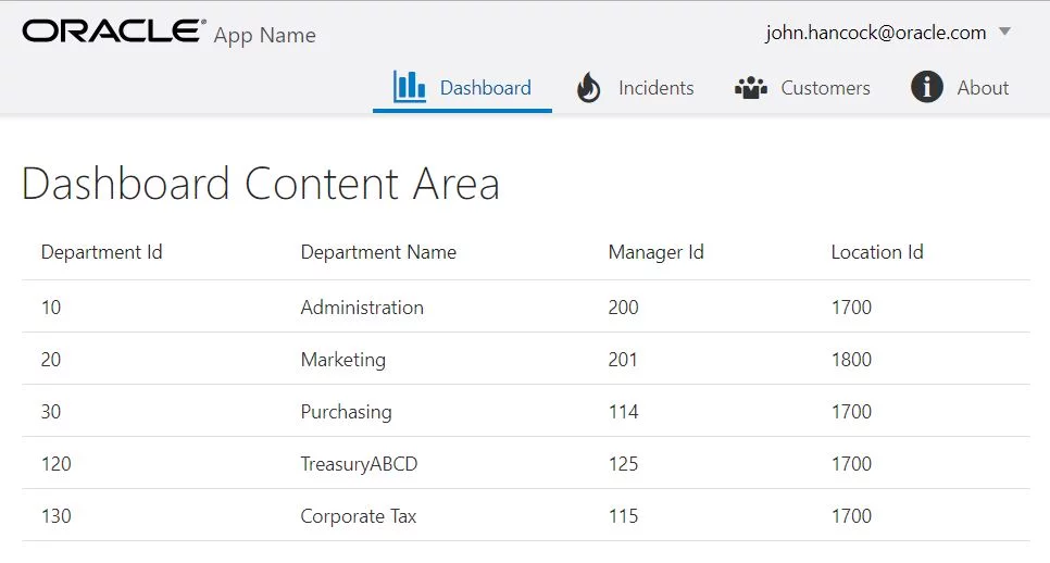 Tabla de Oracle JET
